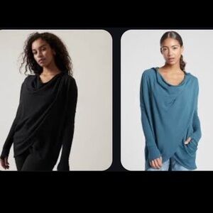 Athleta Purana Wrap Sweatshirt - Yoga Wear - Size Small - Black - Retail $89